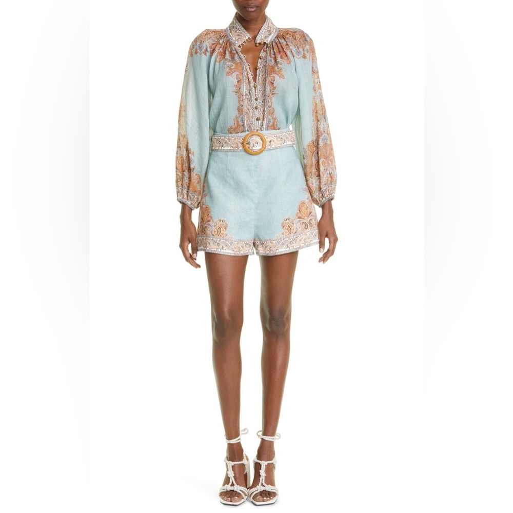 Zimmermann Devi Billow Ramie Blouse & Devi Tuck Short Set - Picture 3 of 17